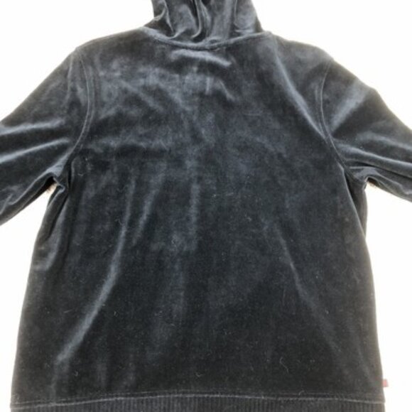 Lauren Ralph Lauren Womens Medium Black Full Zip Up Velour Knit Hooded Jacket - Picture 11 of 11